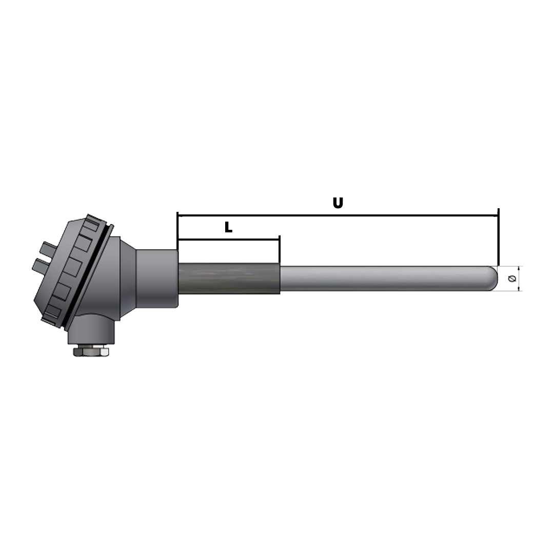 TCCL - Termopar com cabeçote de ligação, luva metálica e proteção cerâmica